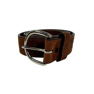 SILVER CREEK COLLECTION Leather Belt Embossed Mens Size 42 Made in USA